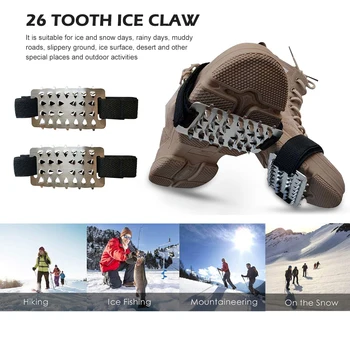 Ice Climbing Naelu Haaratsid 26 Hammaste Lumi Anti Slip Crampon Klambreid Kingad Katta Pere eest Väljas Telkimine Tarvikud