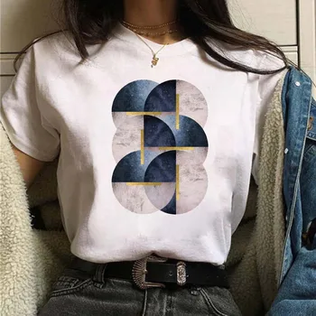 Ilus Geomeetria Trükitud Naiste T-Särk Harajuku 90s Mood Graafilised T-särk Daamid Tops Tee Armas Lühikese Varrukaga Tshirt Naiste T