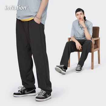 INFLATSIOON Mood Vabaaja Sirge Pant Mehed Jaapani Streetwear Harajuku Vintage Must Ülikond Pant Koos Vöö Mees Pükste Pluss Suurus
