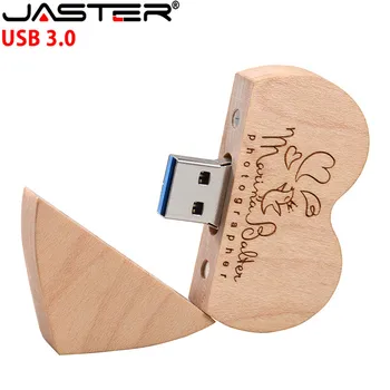 JASTER puidust USB 3.0 flash drive südames pen drive U disk 4GB 8GB 16GB 32GB 64GB 128GB tasuta kohaletoimetamine Jõulud kingitused
