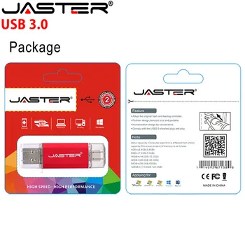 JASTER USB 3.0 OTG & type-c usb mälupulgad 16GB 32GB 64GB 128GB pendrives dual pen drive jaoks android süsteemi 10tk tunda logo