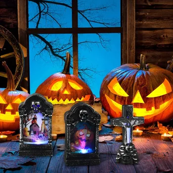 JEYL 5 tk LED Kalmistu Hauakivide Halloween Headstone Kerge 7 Värvid Kolju Surnuaed Lamp Kaunistused Halloween