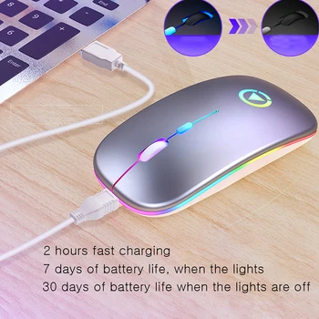 Juhtmeta Hiir LED Taustavalgustusega Laetav Juhtmevaba Silent Mouse USB Hiir, Ergonoomiline Optical Gaming Mouse Lauaarvuti, Sülearvuti Hiir