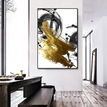 Kaasaegne ja Abstraktne Kuld Must Spray Dekoratiivsed Lõuend Plakatid Veranda Vahekäiguga Rippuvad õlimaal Print Lõuend Seina Art Kingitused