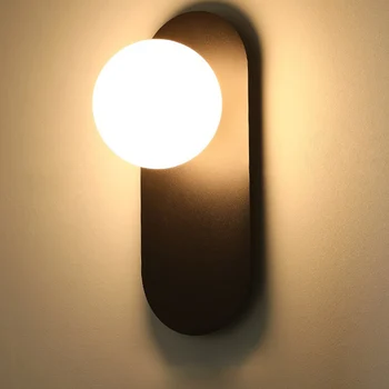 Kaasaegne voodi kõrval Seina Lamp 5W Põhjamaade LED Seina Tuled Magamistuba, elutuba Must Klaas Palli Seina Sconce Koos G9 Blub Soe Valgus