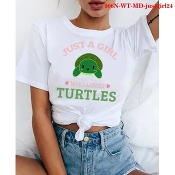 Kawaii Loomade Kilpkonn Prindi Tshirt Lihtsalt Tüdruk, Kes Armastavad Naljakas Lause Naiste Armas Korgid Suvel Pluss Suurus Tshirt Naiste Riided