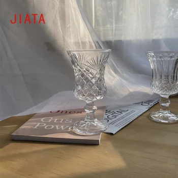Korea ins Euroopa retro stiilis reljeef lühi-footed nikerdatud klaas nikerdatud punase veini klaas šampanjat klaasi restoran cup