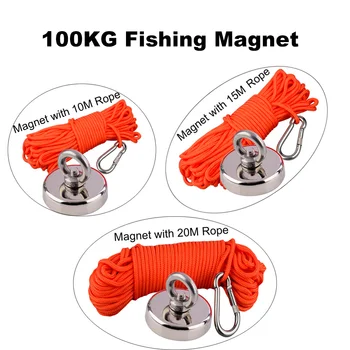 Kuni 150KG Super Tugev Magnet Kalapüügi Magnet N52 Neodüümi Magnetid Nailonist Köis Otsides Aare Jõgi
