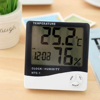 LCD Elektrooniline Digitaalne Temperatuuri-Niiskuse Mõõtja Kodus Siseruumides Väljas Termomeeter Hygrometer ilmajaamas Kell HTC-1 HTC-2