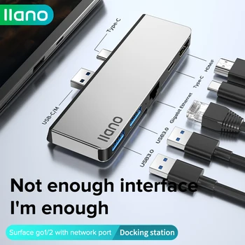 LLANO USB HUB 3.0 Docking Station Microsoft Surface Pro 4/5/6, et USB3.0-Port HDMI-ühilduvate RJ45 Lugeja Splitter Adapter