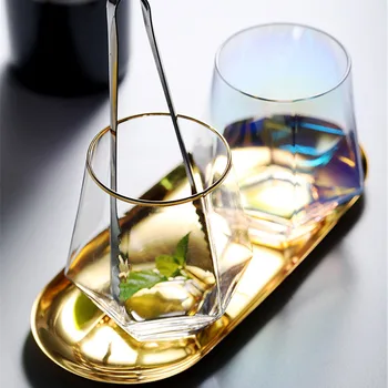Loominguline Geomeetria Klaas Tass Golden Rim Crystal-Läbipaistev Müüritise Kohvi Kruus Veini, kokteili Piima Tee Tassi Drinkware Paar Kingitused
