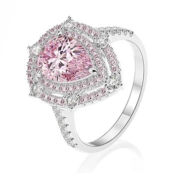 Luksus 925 Sterling Silver 7*10mm Roosa Teemant, Safiir Gemstone abielusõrmused Naiste Poole Coctail Engagement Rõngad Ehted