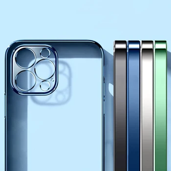 Luksus Läbipaistev Ruudu Raami Katmine Case for iPhone 12 11 Pro Max Mini IPhone X Xs Xr 7 8 Plus SE 2021 Pehme TPU Selge Kate