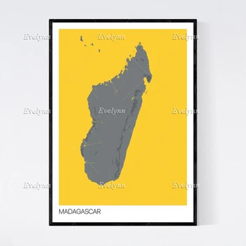 Madagaskar Riigi Kaardi Põhjamaade Retro Minimalism Maali Plakatid ja Pildid, Lõuend Seina Art Modulaarne Pilte Home Decor