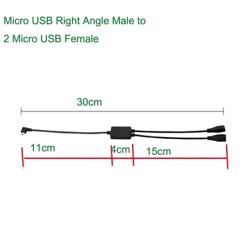 Micro-USB 5 Pin Mees, et 2 Micro Naiste Y Splitter Kaabel Õige Nurga Laadija Laadimise Andmed Juhe 2 in 1 Adapter Kaabel