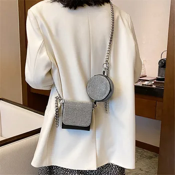 Mini Kott Uus Mood Paks Kett, Kaks-ühes Kotis Lääne Stiilis Teemant Õla Messenger Bag korea Versiooni