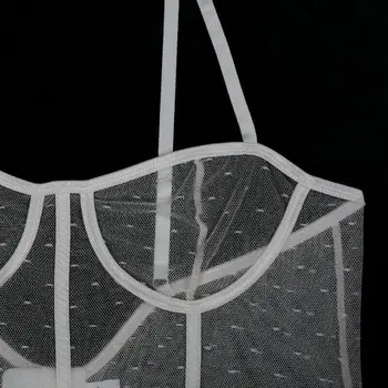 Moe uus naiste seksikas pesu komplekt, mille võrgusilma polka dot rinnahoidja, korsett camisole aluspesu komplekt S-XL suurus