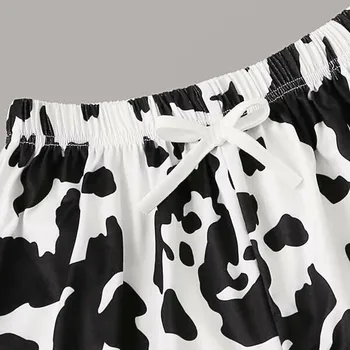 Mood Naised 2pc Set Lühike Varrukas+lühikesed püksid Kehtestatakse Piima Lehma Prindi Sleepwear Naiste Vabaaja Super Pehme Armas Trükitud Nightclothes#h3