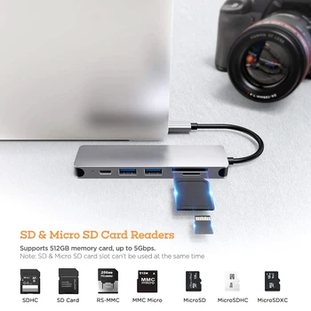 Mosible USB-C-Hub Dokk 4K HDMI-Ühilduv Adapter TF-SD-Reader-USB-Type-C PD 3.0 Splitter for MacBook Pro/Air PC Tarvikud