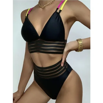 Must Naiste Ujumisriided Seksikas Ujumistrikoo Push Up Micro Bikinis Mood Kõrge Vöökoht Beachwear Komplekt