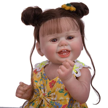 Naeratav Veekindel 22 Tolline Silikoon Uuestisündinud Beebi Nukud Tõeliselt 3D-Värvi Juurdunud Juuksed Toddle Printsess Bebe Mänguasjad, Lapsed Sünnipäeva Kingitus