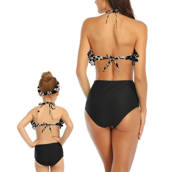 Naised, Lapsed Ujumistrikoo Kaks Tööd Mood Seksikas Prindi Ruffled Kõrge Vöökoht Split Ujumispüksid Bikini Beach Kleit Üles