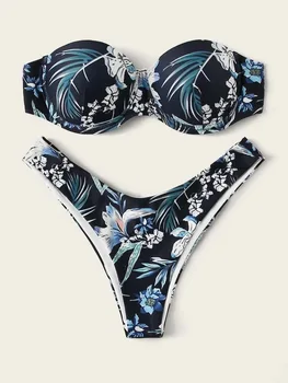 Naiste kaheosalised Ülikonnad Leopard Printida Madu Naha Traat kergitanud Sexy Bikini Madal Vöökoht Beachwear trikoo Ujumisriided, 2021