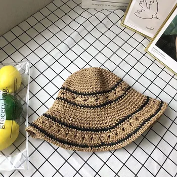 Naiste Mere beach puhkus vaba päikesekaitsetoodete mütsid tüdrukutele suvel Raffia päike müts Raffia hat Visor Temperament Õled mütsid