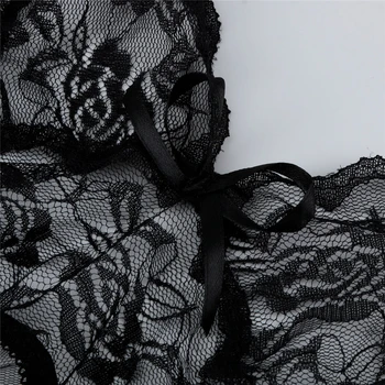 Naiste Must Seksikas Õhuke Pits Kleit Sleepwear Pesu Nightgowns Backless Sidemega Pits-up Daamid Mini Öö Kleit Sleepwear