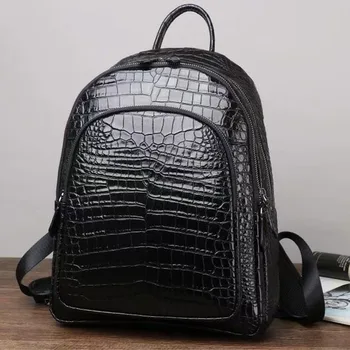 Naiste seljakott Cowhide Krokodilli Mustriga Naiste kott сумки 2021 женские бренд Nahast vabaaja Seljakott Naiste kott