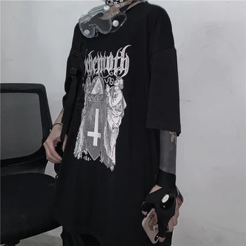 Naiste t-särgid goth y2k Harajuku tops Halloween prindi Diablo Lahti Lühikesed Varrukad kawaii anime graafiline t-särk top Naine tshirts
