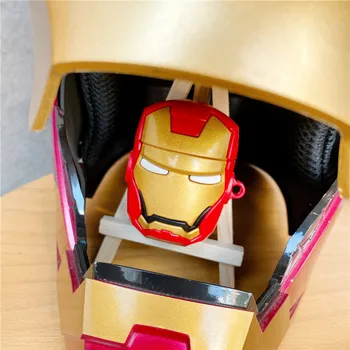 Pehmest Silikoonist Super Kangelane Ironman Airpods Puhul pro või 1/2 Uudne Traadita Bluetooth-Kõrvaklapid Tolmukindel Fundas