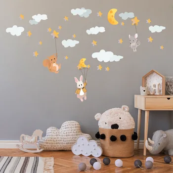 Pilv Multikas Loomade Seina Kleebised Lapsed Toas DIY Kodu Kaunistamiseks Decal Karu Õhupalli Eemaldatav Seina Kleebis Pannoo Kunst Plakatid