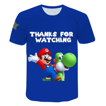 Poiste särk, lühikese varrukaga, kanna Harajuku trükitud ümber kaela T-särk Mario Brothers HD trükitud jalgpalli särk tüdrukutele beebi särk riided