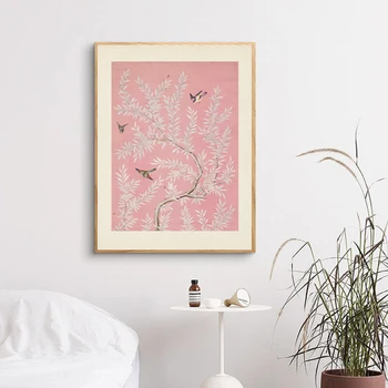 Prantsuse Chinoiserie Seina Art Lõuend Maali Hiina Linnud Plakat Peonies Cherry Blossom Aasia Traditsioonilise Trükib Kodus, Tuba Decor