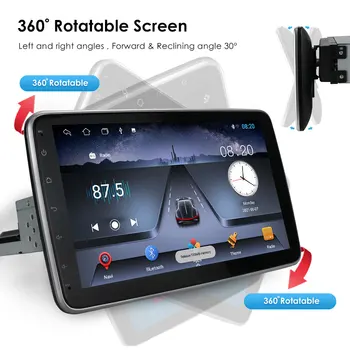 Quad Core Android10 Universaalne 360 Pööratav Auto Video Multimedia Stereo 1 DIN Auto Raadio Heli GPS Navi Mängija, WiFi, Bluetooth FM