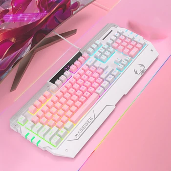 Roosa Mehaaniline Klaviatuur, Hiir, Kõrvaklapid PC Gamer Tüdrukud Klaviatuurid kit mängude traadiga keycaps set Klaviatuurid ja hiired arvuti