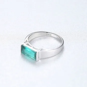 S925 Sterling Silver Ring Ruut Disain Emerald Roheline Kalliskivi Tsirkoon Ringi Naiste Käsi Tarvikud Ehted