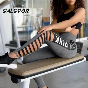SALSPOR Õõnes Läbi Treening Säärised Naiste Kõrge Vöökoht, Trükitud Legging Töötab Fitness Sport Leggins Push Up Activewear Seksikas Püksid
