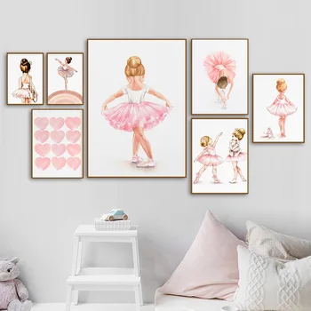 Seina Pilte Ballett Tüdrukute Kingad Printsess Crown Vikerkaar Armastus Seina Art Lõuend Maali Plakatid Ja Pildid Kids Room Decor Cuadros