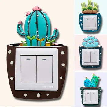 Silikoon on-off Lüliti Kleebised 3D Cactus Päevavalgus Tapeet Lapsed Helendav Valgus Lüliti, Pistikupesa Seina Kleebised Kodus Kaunistused