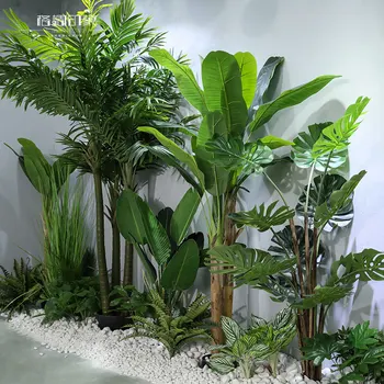 Simulatsioon rohelised taimed pottidesse maastiku reisija banaan bonsai restoran kontori akna maastiku suured potitaimed