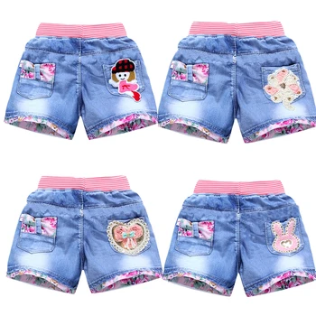 Suvel Lapsed Lühike Denim lühikesed Püksid Tüdrukud Fashion Girl Printsess Teksad Laste Püksid Lill Cartoon Riided 2-10Y