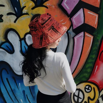 SWAK Suvel Kopp Mütsid Naiste Päike Müts Tüdruk Hip-hop Ajaleht Prindi Panama Fedoras Väljas Streetwear Kalamees Müts