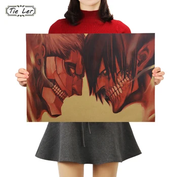 TIE LER Anime Rünnak Titan Plakat Jõupaber Vintage Plakatid Kodus Ruumi Kunsti Seina Kleebised Teenetemärgi