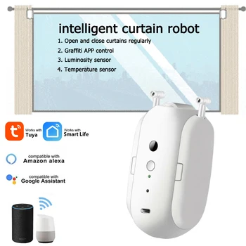 Tuya APP Bluetooth Juhtmevaba Intelligentse Kardin Robot T-kujuline/sisemine Soon Raudtee/Roman Raudtee puldiga Helendus Andur