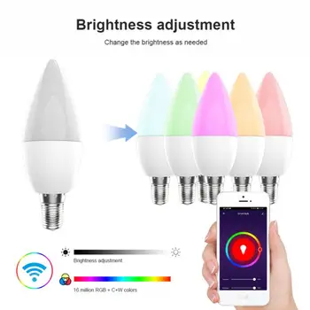 Tuya Smart Wifi LED Pirn E14 RGB+W+C Küünal Juhitava LED Smart Elu Kaugjuhtimispuldi Tööd Alexa Google Kodu