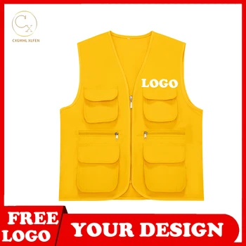 Töö ja vaba aja veetmise all-match suvel uus unisex vest multi-tasku vest high-end custom logo trükitud brändi tekst