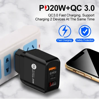 Universal Quick Laadija PD 20W QC 3.0 USB-Tüüp C-Fast Charger For iPhone Seina Telefon, Tahvelarvuti, Laadija Huawei Xiaomi PD Laadija
