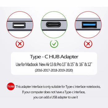 USB-3.1 Type-C-Hub HDMI Adapter 4K Thunderbolt-3 USB-C keskus koos Rummu 3.0 TF SD Lugeja Pesa MAKSEVIIVITUSE MacBook Pro Õhu 2020 M1 Kiip